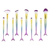 マーメイドメイクアップブラシ、SAMYOUNG多目的フィッシュテイルブラシセットマーメイドCosmetic基礎のEyeshadowクリームコンシーラーブラシEyebrowアイライナーブラッシュコスメテ