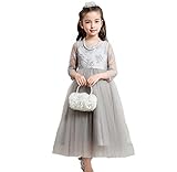 Honey baby 子供服 女の子ドレス 子供フォーマルドレス ロング 立体的な刺繍 お嬢様のドレス キッズドレス プリンセス ジュニアドレス 女の子 ガールズ 七分袖 結婚式 ピアノ発表会式 入園