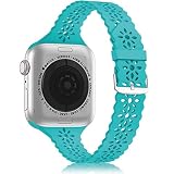【リラックス】RELAX アップルウォッチ バンド フラワーシリコン タイプ レディース 替えベルト Apple Watch Series 7 6 5 4 3 2 1 SE 41mm 40mm 38mm (38-41mm, ライトグリーン)