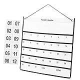 Cluoling カレンダーポケット ウォールポケット お薬カレンダー 1ヶ月 薬かれんだーポケット 壁掛けポケット 壁掛け収納 小物収納 カードサイズ 吊り下げ (ブラック)