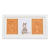 NaiFeiフォトフレームクラシックの幼児の幼児の赤ん坊の男の子/女の子手形またはフットプリントフレーム記念品ギフト (オレンジ)