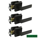 ProbricoエントリドアノブベッドとバスハンドルレバーEntrance Keyed Alike Locksetドアハードウェア3パック Door Lever-Style 01BKET ブラック D