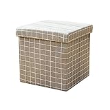 JEFEE 収納スツール オットマン かわいい 折りたたみ式 収納ボック 座れる 足置き 漫画 ストレージチェア おもちゃ 小物収納 おしゃれ 綿麻製（格子）