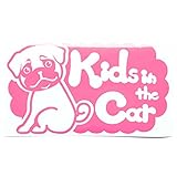 ピンク（桃色） 犬 パグ お座り Kids in the car キッズ イン ザ カー キッズインカー ステッカー 窓ガラス用シールタイプ 車 戌 干支 動物