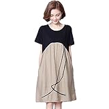 CXYP 夏ワンピース　授乳服 産前 産後 妊婦用 授乳口付 フリーサイズ (2XL, カーキ色)