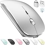 Bluetooth ワイヤレスマウス ノートパソコン Mac MacBook iPad MacBook Air MacBook Pro PC デスクトップコンピューター Windows Chromebook ノートブック用 (シルバー)