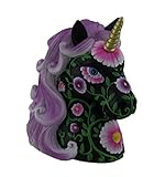 パープルとブラックフローラルファンタジーおとぎ話ユニコーンコインバンクフィギュア装飾