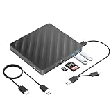 外付けブルーレイドライブ 5イン1 光学式USB DVDドライブ 外部 USB 3.0 Type-C CDバーナー SD/TFカードリーダー付き USB 3.0ハブ2個 Windows XP/7/8/10 MacOS MacBook ノートパソコンとデスクトップに対応