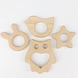 Mamimami Home 噛がため 噛固め ブナ 木製動物 4タイプ/4個/ゼント ベビーおもちゃ 可愛い 知育玩具 DIY ネックレス ガラガラ おしゃぶりのチェーン ペンダント出産祝い 新生児贈