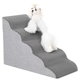 Uross犬用階段小型犬用 高さ60CM -犬用ステップ階段スロープ高いベッドソファ、高密度発泡ペットステップ階段犬がベッドに乗るために、5段猫わんわんステップスロープ関節痛犬用(グレー)