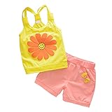 Zhaozhe 子供服 Tシャツ タンクトップ＆パンツ 上下セット ヒマワリ柄 可愛い 女の子 赤ちゃん 夏 カジュアル