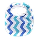Drew's Fuzzy Blue Chevron Baby Bib by Crummy Bunny