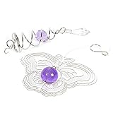 Wind ChimeステンレススチールバタフライHanging Porchガーデンデコレーション用インドアとアウトドア表示、パープル、シルバー – 17.1インチ