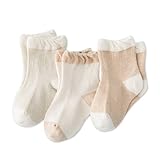 XIKA オーガニックコットン ベビー キッズ用 ソックス 靴下 ユニセックス 無地 ゆったり フリル 3足セット (（約1-2歳）12~14cm)