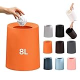 ゴミ箱 おしゃれ ゴミ袋が見えない 丸型 卓上 ビニール袋隠す 1.5L/8L/12L シンプル リビング キッチン 洗面所 オフィス ごみ箱 ごみばこ フタなし ルクレール 2重構造 フタなしゴミ箱 (オレンジ, 8L)