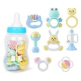 PANCY 赤ちゃん 歯がため おもちゃ セット ガラガラ ラトル 動物 かわいい 収納ケース付き 新生児 プレゼント 出産祝い (8点セット)
