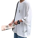[Culeevp] 夏服 メンズ tシャツ メンズ 半袖 七分袖 大きいサイズ 無地 速乾性 柔らかい 服 メンズ 白2XL