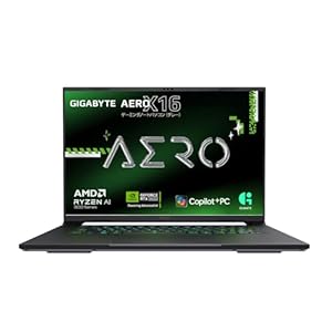 GIGABYTE AERO X16 ノートPC Copilot+PC NVIDIA Studio対応 クリエイター向け RTX 5050 Ryzen AI 7 350 16GB スペースグレイ