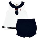 アスナロ（つなぎ・セットアップ） セットアップ Tシャツ パンツ 子供 ベビー 女の子 セーラー マリン80 ホワイト