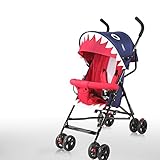 ベビーカー、折り畳み四輪車、座席、リクライニング、高炭素鋼ボディ、スーパーショックアブソーバ ( Color : Blue )