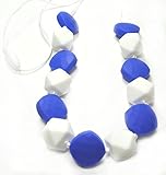 Silli Me Jewels: Chillin - Teething Necklace with Blue and White Beads for Mom to Wear and Baby to C