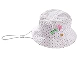 (よキーよ)Yokeeyoベビー用ハット 紐付き　水玉プリント　ちょう結び　リボン飾り つば広 フィッシャーマンハット 赤ちゃんキャップ アウトドアハット 男女児　紫外線 UVカット 日よけ止め 日焼