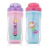 Dr. Brown's Spoutless Insulated Cup, Girl Mermaid/Robot, Pink, 2 Count by Dr. Brown's