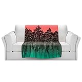 ブランケットウルトラソフトFuzzy 4サイズ！DIANOCHEデザインからby Julia Di Sano Forest TreesピンクグリーンホームDecor Unique Designer芸術