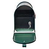 Qualarc e1-mlbx-lkit-grn防錆亜鉛メッキメールボックスwith Locking挿入、スチールラッチとレッドアルミニウムフラグ、グリーン