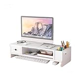 [koulaya]モニター台 卓上 二段式 木製 モニタースタンド【引き出し&収納2in1】デスクトップpc 置き台 パソコン台 人間工学 姿勢改善 デスク整理 キーボード収納 幅50×奥行20×高さ14cm 新生活応援 オフィス 小部屋 テレワーク 省スペース 机上台 ワーク対策 机上台 在宅勤務