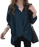 Vネック ブラウス レディース 長袖 薄手 ゆったり 着痩せ トップス カジュアル オフィス 無地 通勤 大きいサイズ