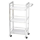 ガラスワゴン キッチンワゴン ワゴン 3段 カラー：ホワイト