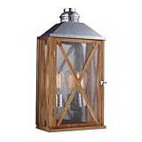 Feiss OL17004NO 2-Bulb Outdoor Lantern, Natural Oak/Brushed Aluminum Finish by Feiss