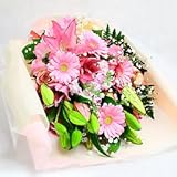 華やかなユリの花束 ピンク