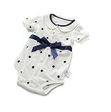 CHOUeTTe ベビー服 ロンパース 新生児～2歳半まで 前開き 半袖 リボン 水玉 綿100% 可愛い 出産祝い 誕生日プレゼントにもどうぞ サイズ多数 オリジナルタオル付き (90cm～30か月