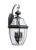 Sea Gull Lighting 8040-12 3-Light Lancaster Medium Outdoor Wall Lantern, Clear Beveled Glass and Bla