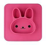 Kuke 安全シリコン素材　かわいいウサギの形　お食事マット　子供用　水洗い　赤ちゃん　洗える　ランチョンマット　食器　吸盤付き