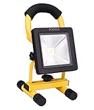 LED投光器 充電式 薄型 10W ポーペ(POOPEE) バッテリー内蔵式 ポータブル投光器 12V 24V 車 6000K 広角 昼白色 角度調整可 防水加工 夜釣り 作業灯 ac dc 軽量化【