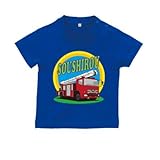 BabyChips 消防車(名入れ半袖ベビーTシャツ) 120 ロイヤルブルー