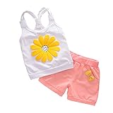 Zhaozhe 子供服 Tシャツ タンクトップ＆パンツ 上下セット ヒマワリ柄 可愛い 女の子 赤ちゃん 夏 カジュアル