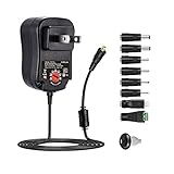 GJWLaie 12W AC DC 電源アダプター 3V 4.5V 5V 6V 7.5V 9V 12V 1A マルチ可変電圧アダプター LEDストリップ ルーター ハブ HDMI スイッチャー スピーカータブレット ユニバーサルアダプター 家庭用電子機器用 八つ変換コネクター付き