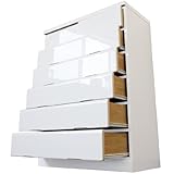 タンスのゲン 鏡面チェスト 収納 完成品チェスト 幅80 アップル ホワイト 4201000300