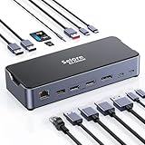 【15 in 1単一モニタ8K対応】USB C ドッキングステーション type c 2*HDMI 4K デュアル トリプルディスプレイ100W 急速充電 DP/有線LAN RJ45/3.5mm オーディオジャック/USB-A 3.1/3.0/2*USB-C 3.1/PD+SD&TFカードスロット LEDインジケータ ios/Windowsデバイス等対応 (15-in-1)
