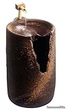 つくばい（循環式モーター・筧付）　 （信楽焼・陶器・蹲い・つくばい・手水鉢・手洗い鉢・日本庭園・インテリア・水琴窟・竹・柄杓・H）*　※幸せを呼ぶ幸運の黄色「風の水琴工房オリジナルキーホルダー」付きセ