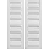 Ekena Millwork CWL12X060PRC Exterior Composite Wood Louvered Shutters with Installation Brackets (Pe