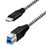 Fasgear USB 3.0 Type-C to B プリンターケーブル 1.8m (MacBook/Type-C搭載)対応 外付けHDD/スキャナー接続用 ナイロン編組 (白）