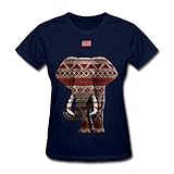 レディースCute ElephantグラフィックTシャツAnimal Loverネイティブアメリカンインディアン部族パターンwith US Flag Tシャツ067