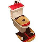 YUANSHOP1 トイレ3点セット 便座カバー クリスマス 飾り 用品 トイレマット タンクカバー 3点セット 贈り物 ギフト バスルーム装飾 ソフト 柔らかい生地 デザイン ふんわり 暖かい 快適