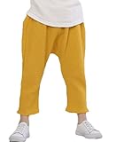 Plus Nao(プラスナオ) サルエルパンツ ズボン 子供服 男の子 サルエル 長ズボン 9分丈 ゆったり 薄手 股上深め ロールアップ おしゃれ オシ 100 イエロー