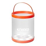 enkeeo LEDランタン バケツ型 USBとソーラー充電 電池不要 3段階明るさ IP67高防水規格 折り畳み可 軽量コンパクト アウトドア キャンプ 災害防災用に SLB-001【メーカー保証】
